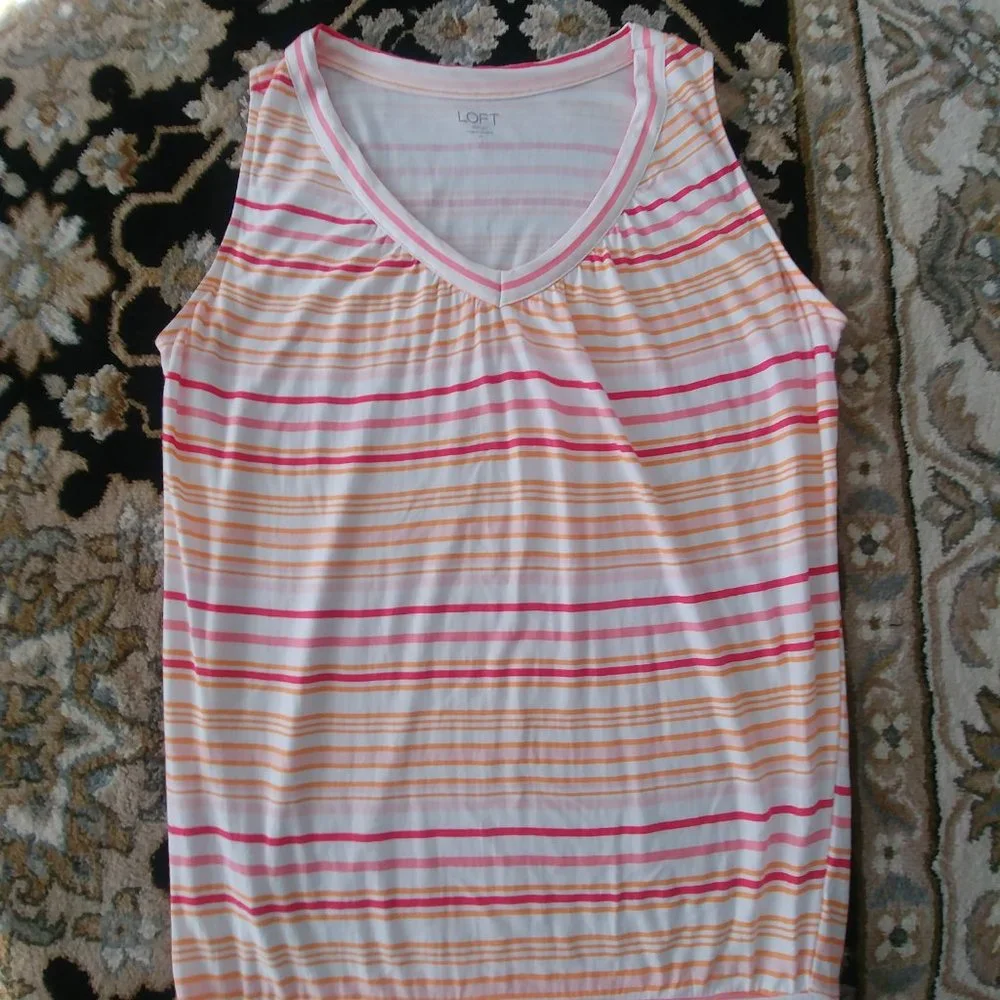 ***Ann Taylor Loft Outlet Rayon Tank Top,  Striped Medium*** - Picture 4 of 12